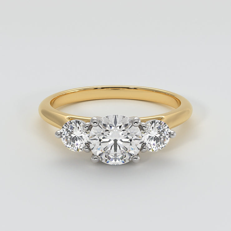 Trilogy Engagement Ring In Yellow Gold Designed by FANCI Bespoke Fine Jewellery