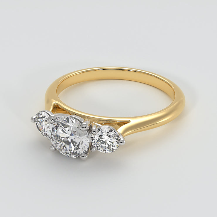 Trilogy Engagement Ring In Yellow Gold Designed by FANCI Bespoke Fine Jewellery