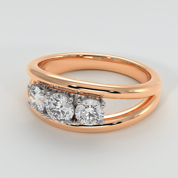 Trilogy Split Band Engagement Ring In Rose Gold Designed and Manufactured By FANCI Bespoke Fine Jewellery