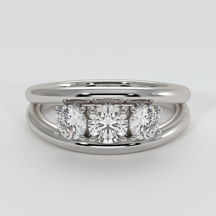 Trilogy Split Band Engagement Ring In White Gold Designed and Manufactured By FANCI Bespoke Fine Jewellery