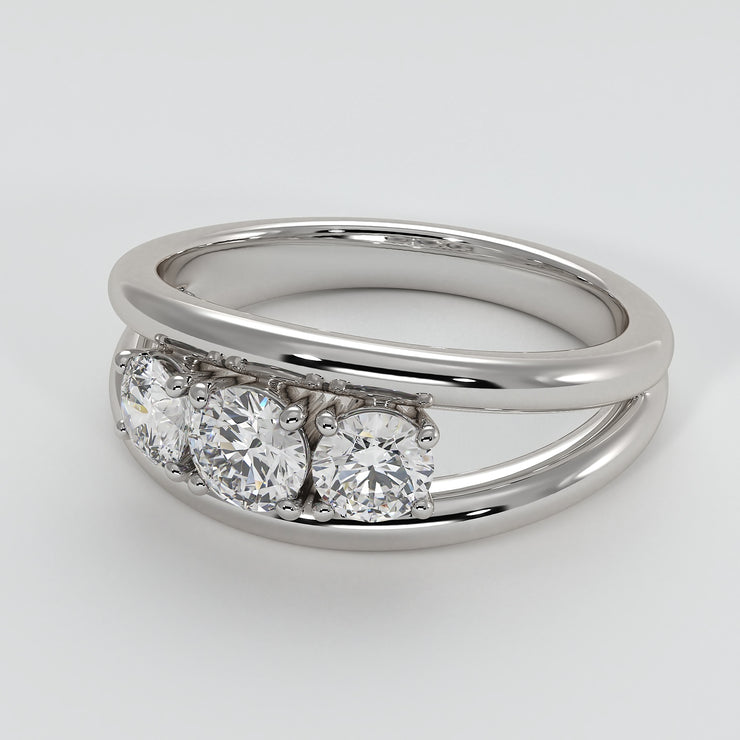 Trilogy Split Band Engagement Ring In White Gold Designed and Manufactured By FANCI Bespoke Fine Jewellery