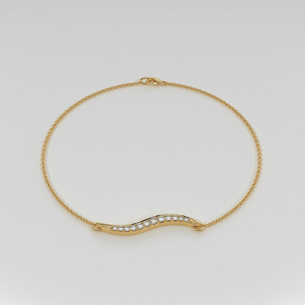 Wave Diamond Bracelet In Yellow Gold Designed by FANCI Bespoke Fine Jewellery