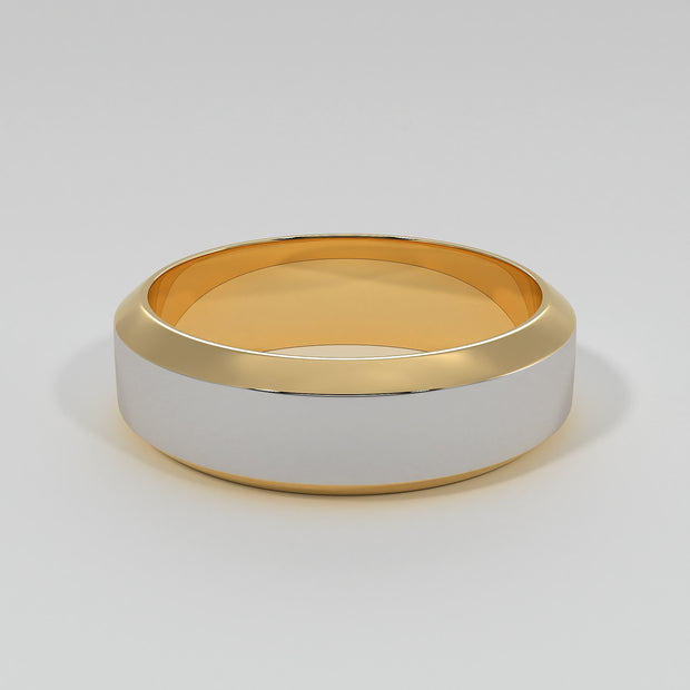 White and Yellow Gold Ring With Bevelled Edges Designed by FANCI Bespoke Fine Jewellery