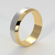 White And Yellow Gentleman's Bevelled Ring