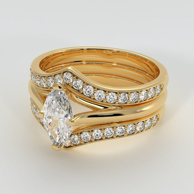 Yellow Gold Jacket Ring with Engagement Ring by FANCI Bespoke Fine Jewellery